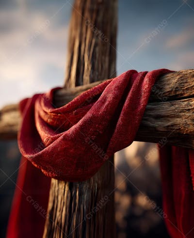 uma-cruz-de-madeira-com-tecido-vermelho- (2)