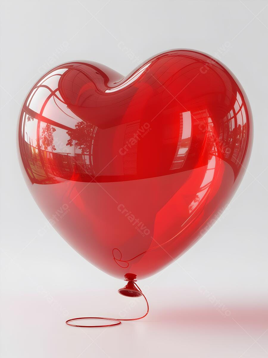 Balão vermelho em formato de coração