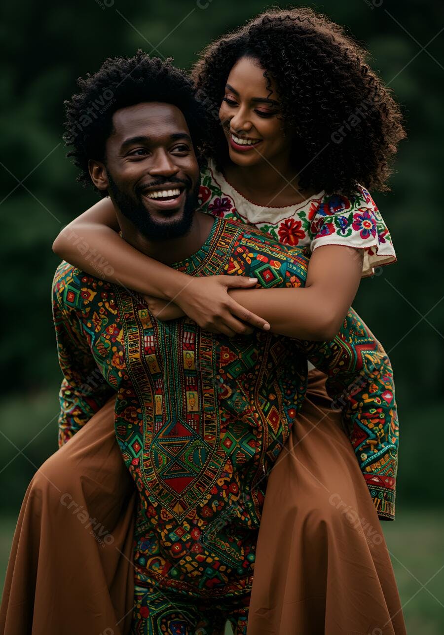 Casal afrodescendente feliz ao ar livre