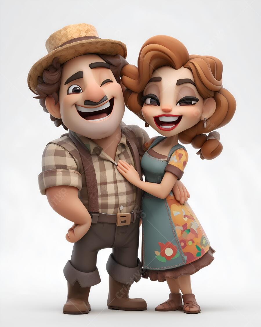 Casal de fazendeiros sorrindo juntos