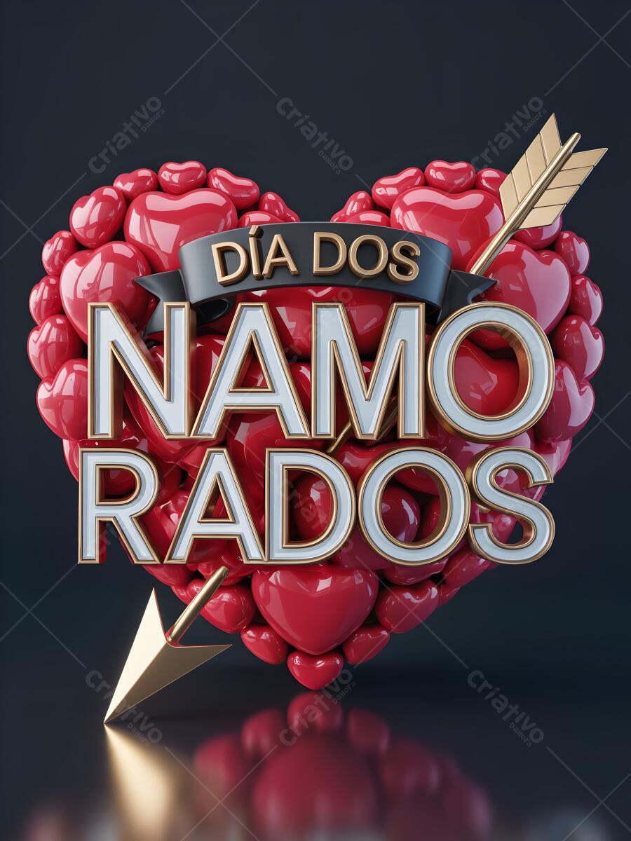 Dia dos Namorados corações 3D