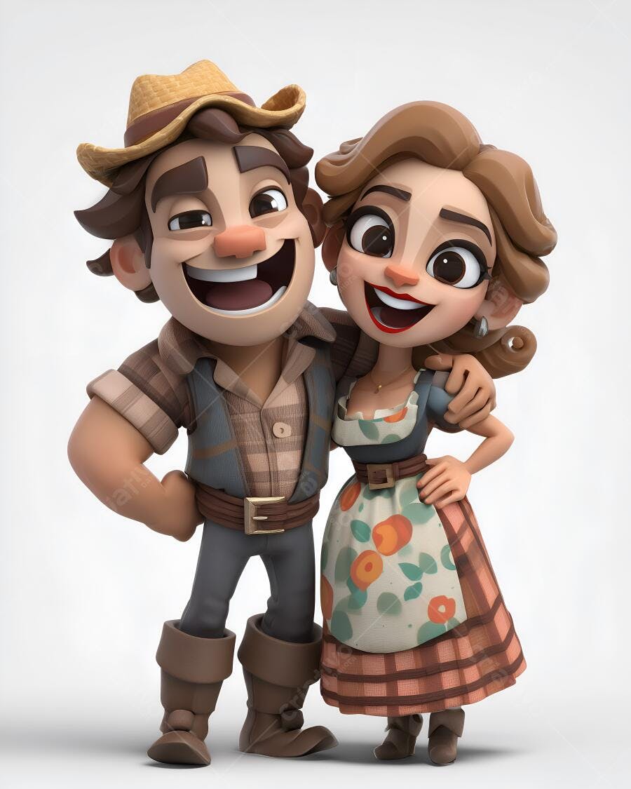 Casal feliz estilo cartoon abraçados