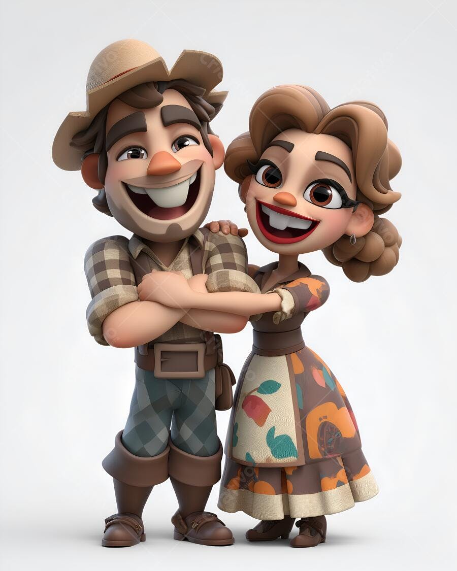 Casal feliz estilo cartoon abraçados