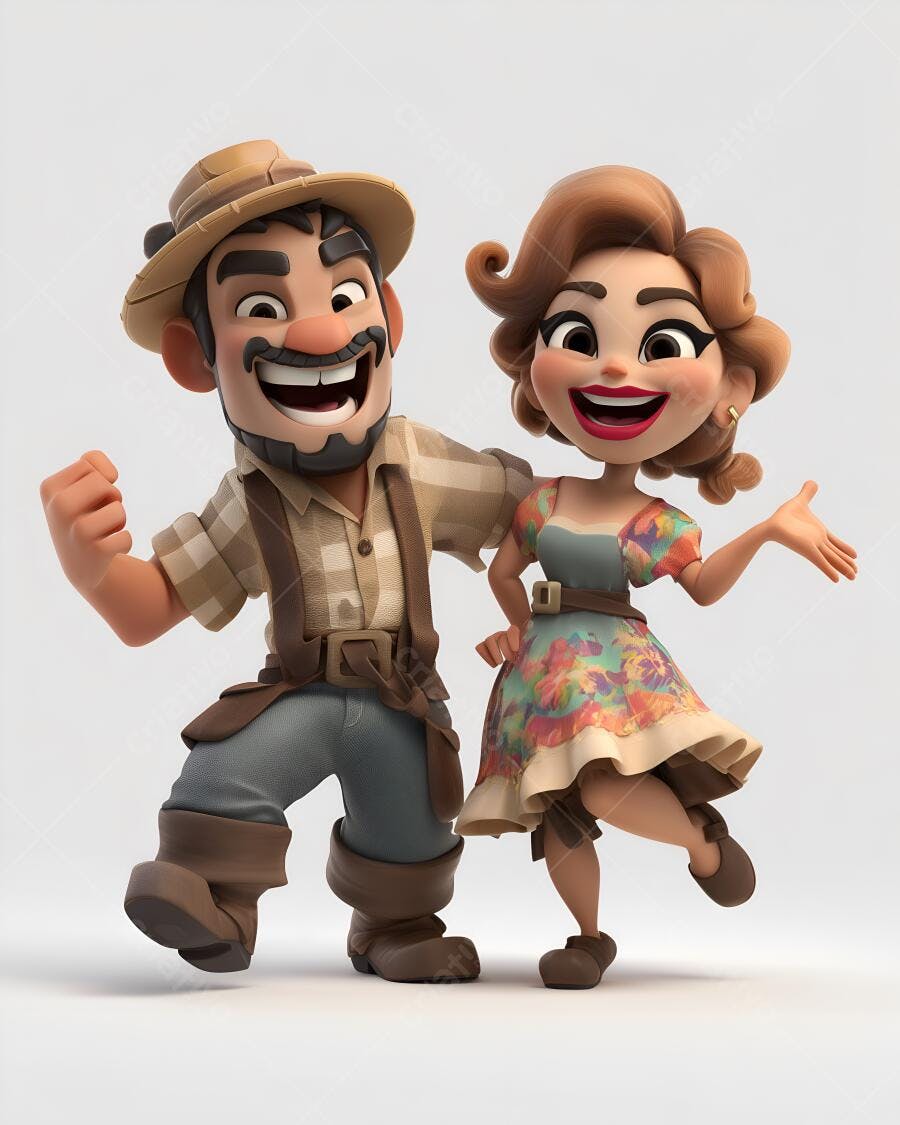 Casal animado alegre estilo cartoon