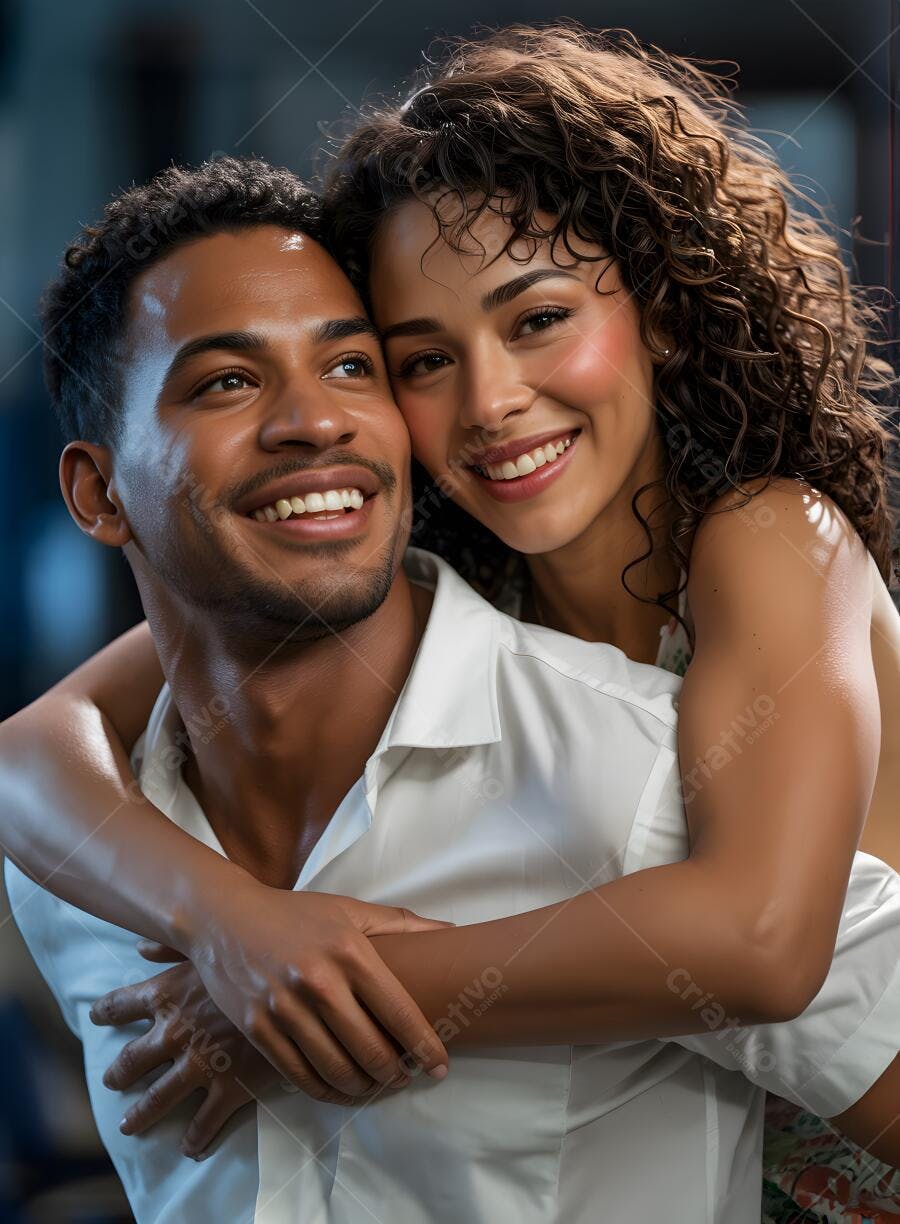 Casal apaixonado abraçado sorrindo