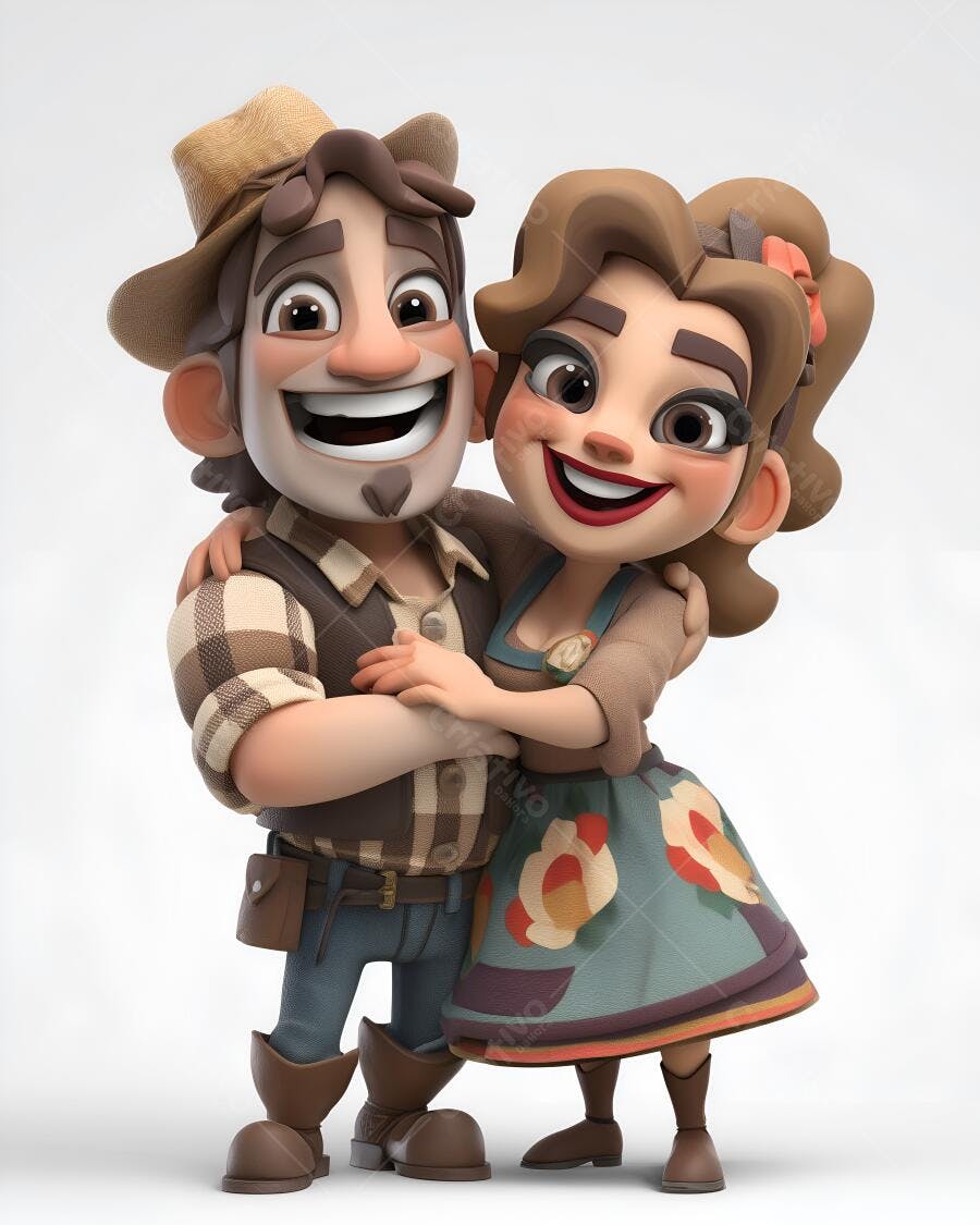 Casal apaixonado em trajes típicos Festa Junina