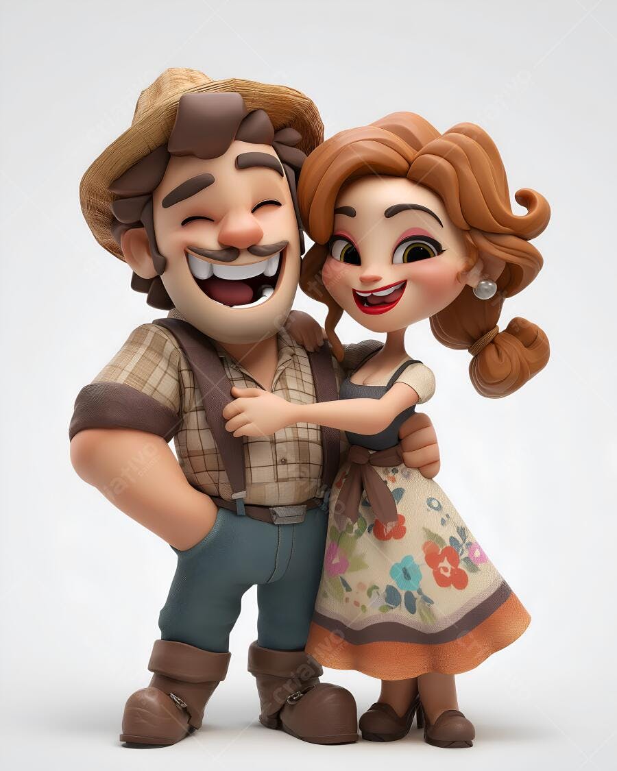 Casal feliz abraçado estilo cartoon