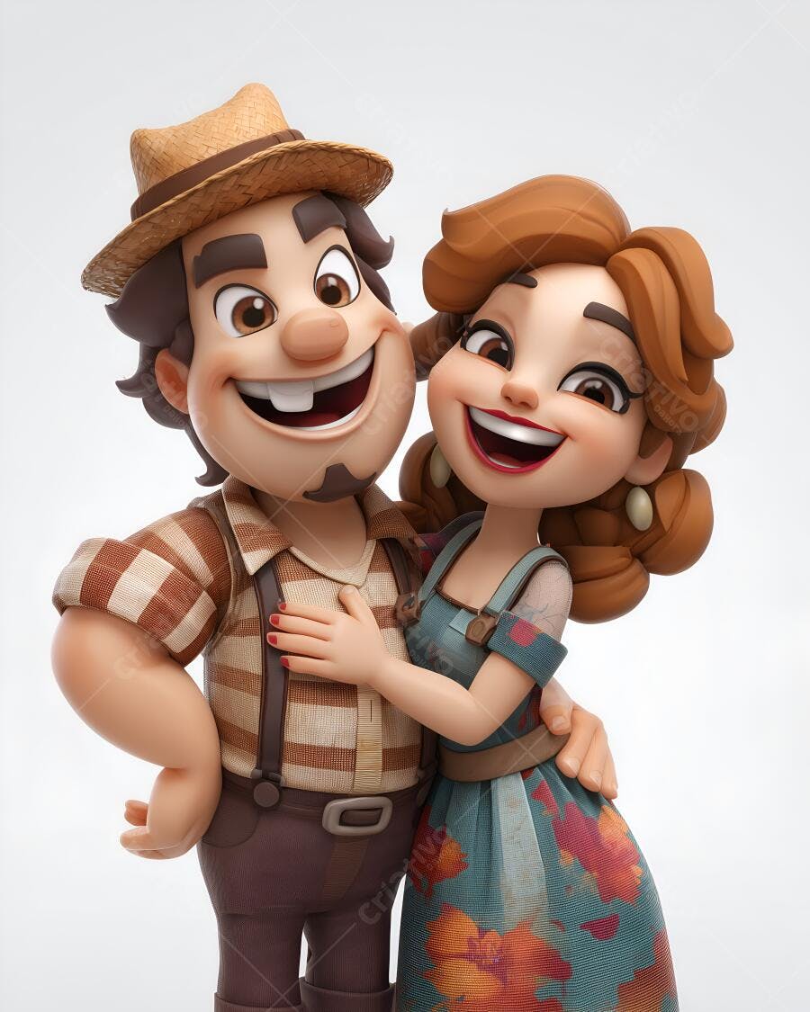 Casal de desenho animado abraçados sorrindo