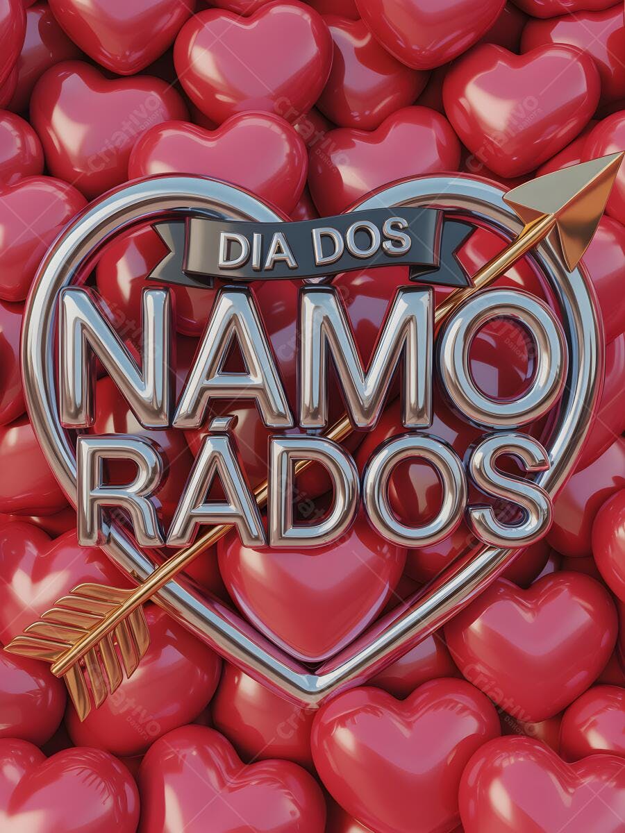 Dia dos Namorados corações 3D