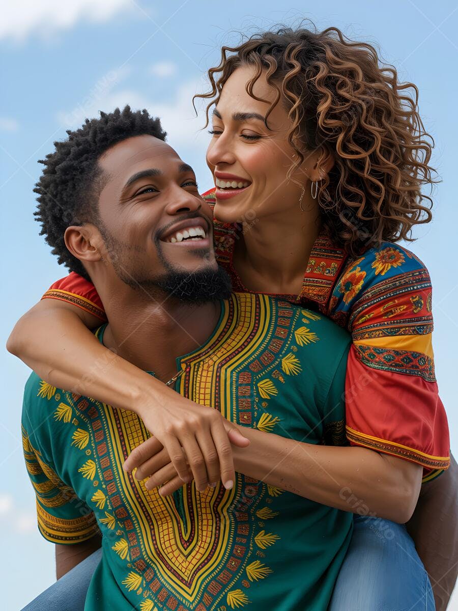 Casal afrodescendente feliz ao ar livre