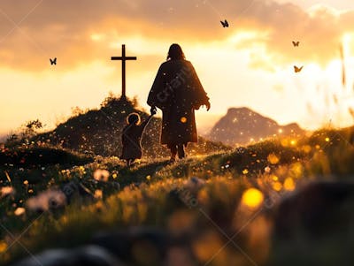 jesus-andando-com-uma-criança-no-calvário- (1)