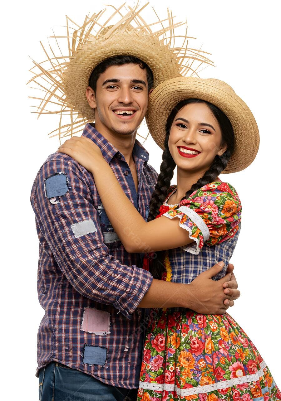 Casal jovem em trajes de festa junina