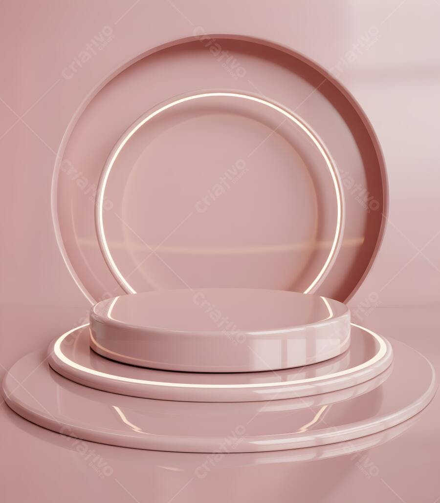Podium Rosa Iluminado para Produtos