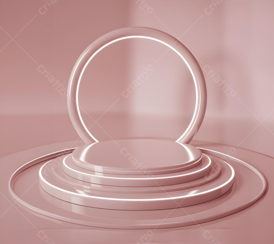 Plataforma de exibição rosa com iluminação