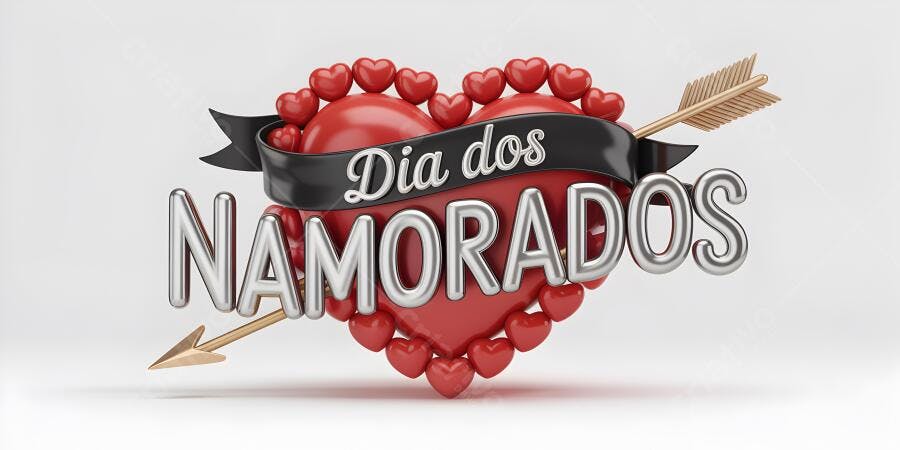 Dia dos Namorados Coração Vermelho e Seta