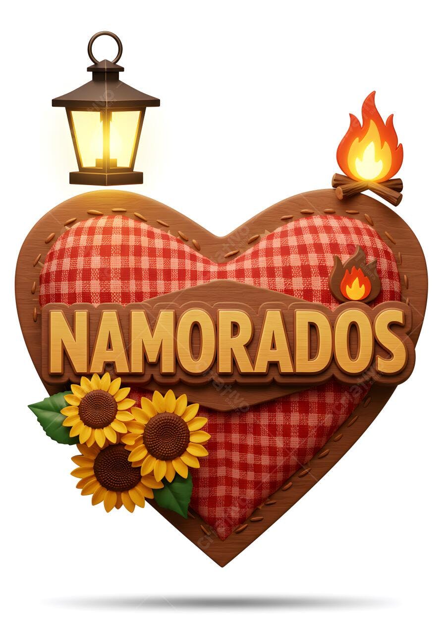 Dia dos Namorados Coração de Madeira e Girassóis