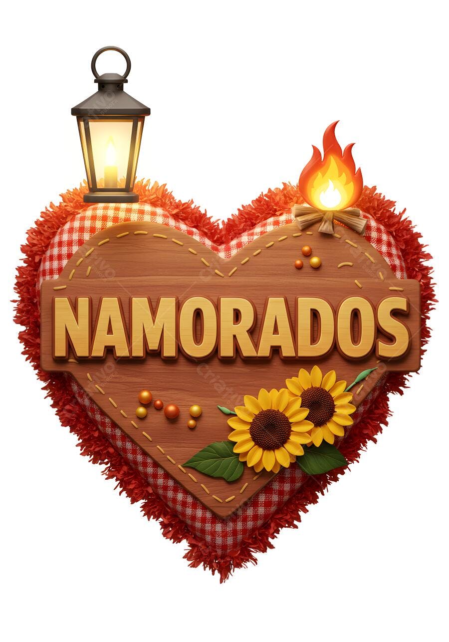 Placa Dia dos Namorados coração vermelho
