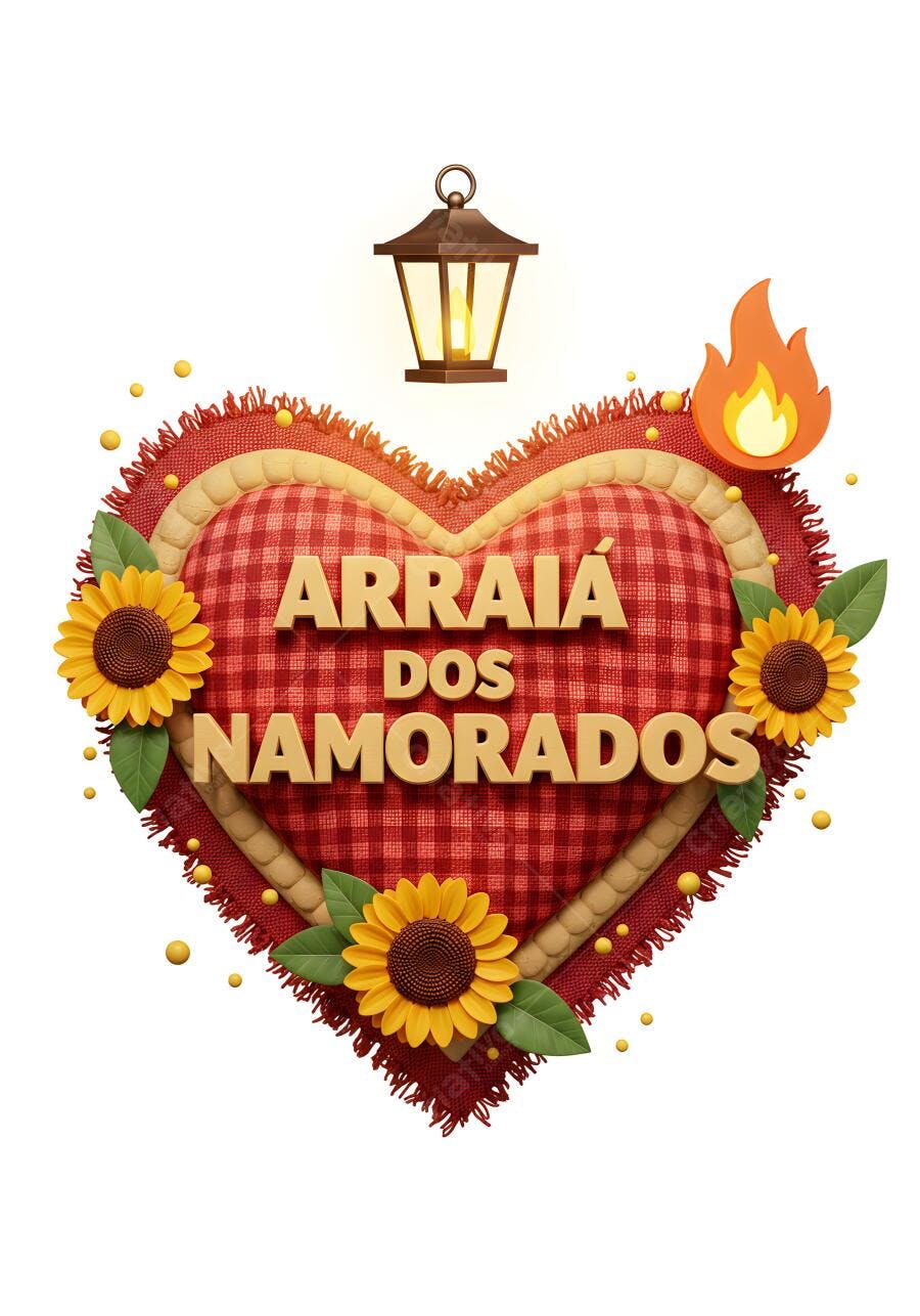 Arraiá dos Namorados Coração de Tecido