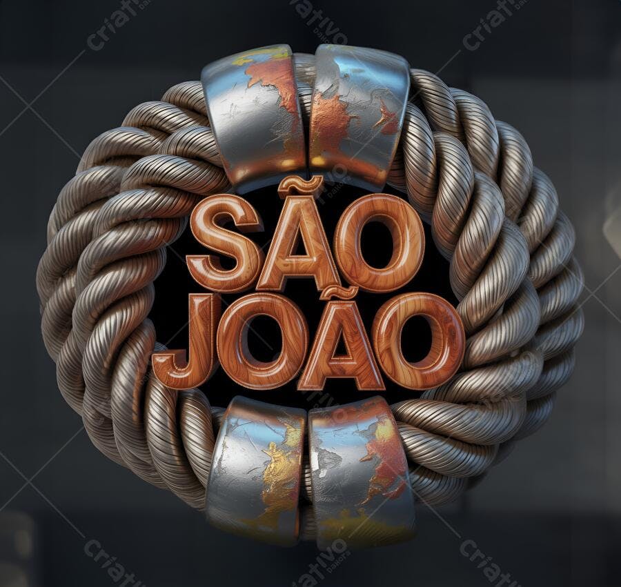 São João em moldura de corda e metal