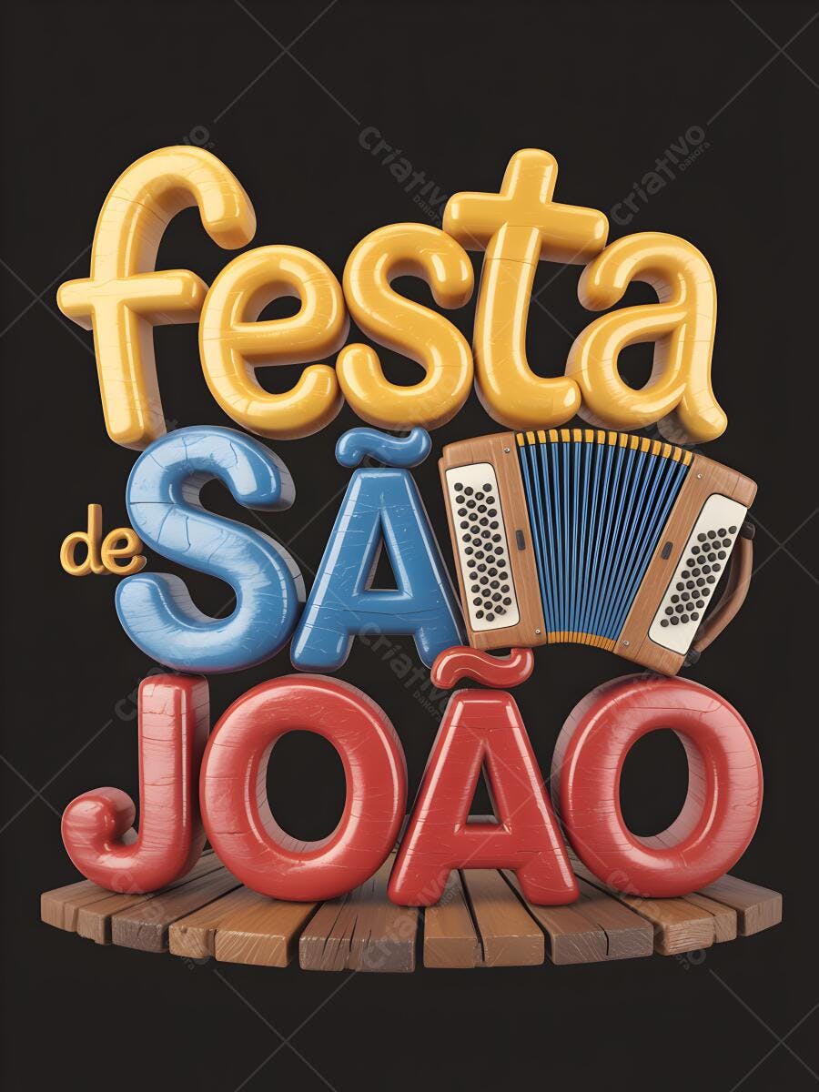 Festa de São João letras 3D e sanfona