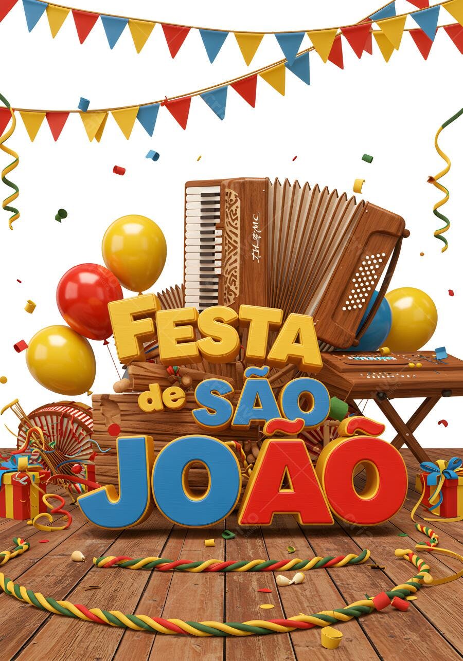 Festa de São João com sanfona e balões