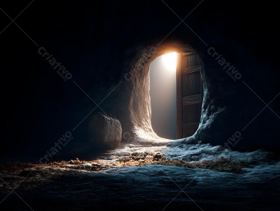 Túmulo aberto com luz divina