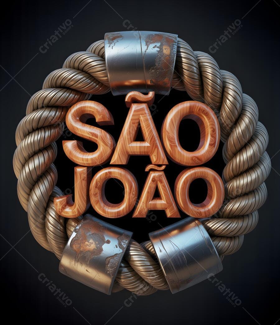 São João em moldura de corda e metal
