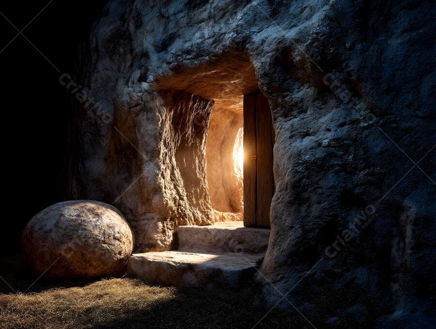 Túmulo de pedra com luz divina
