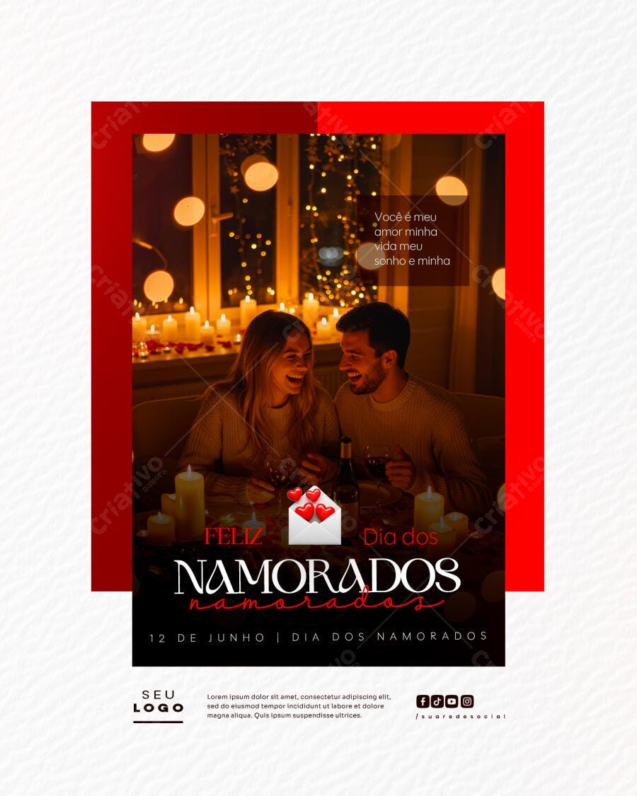 Flyer Dia dos Namorados PSD Editável