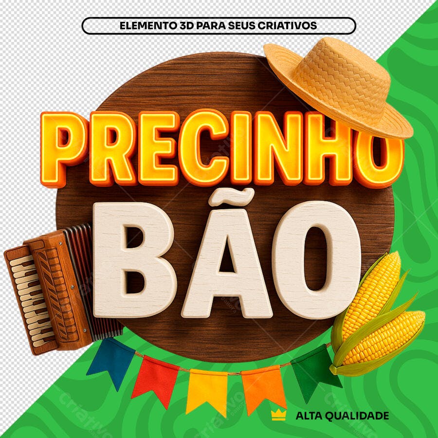 Banner Precinho Baão Festa Junina PNG com fundo transparente