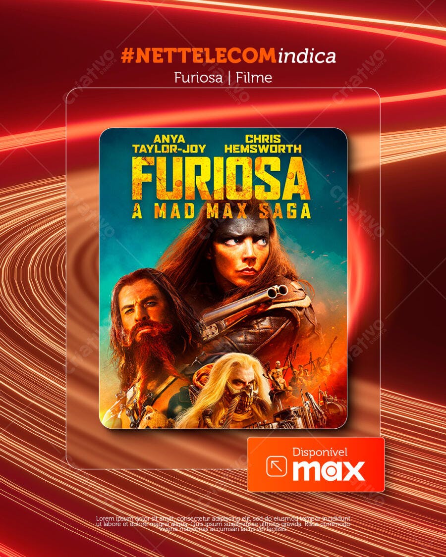 Cartaz de Cinema Furiosa PSD Editável