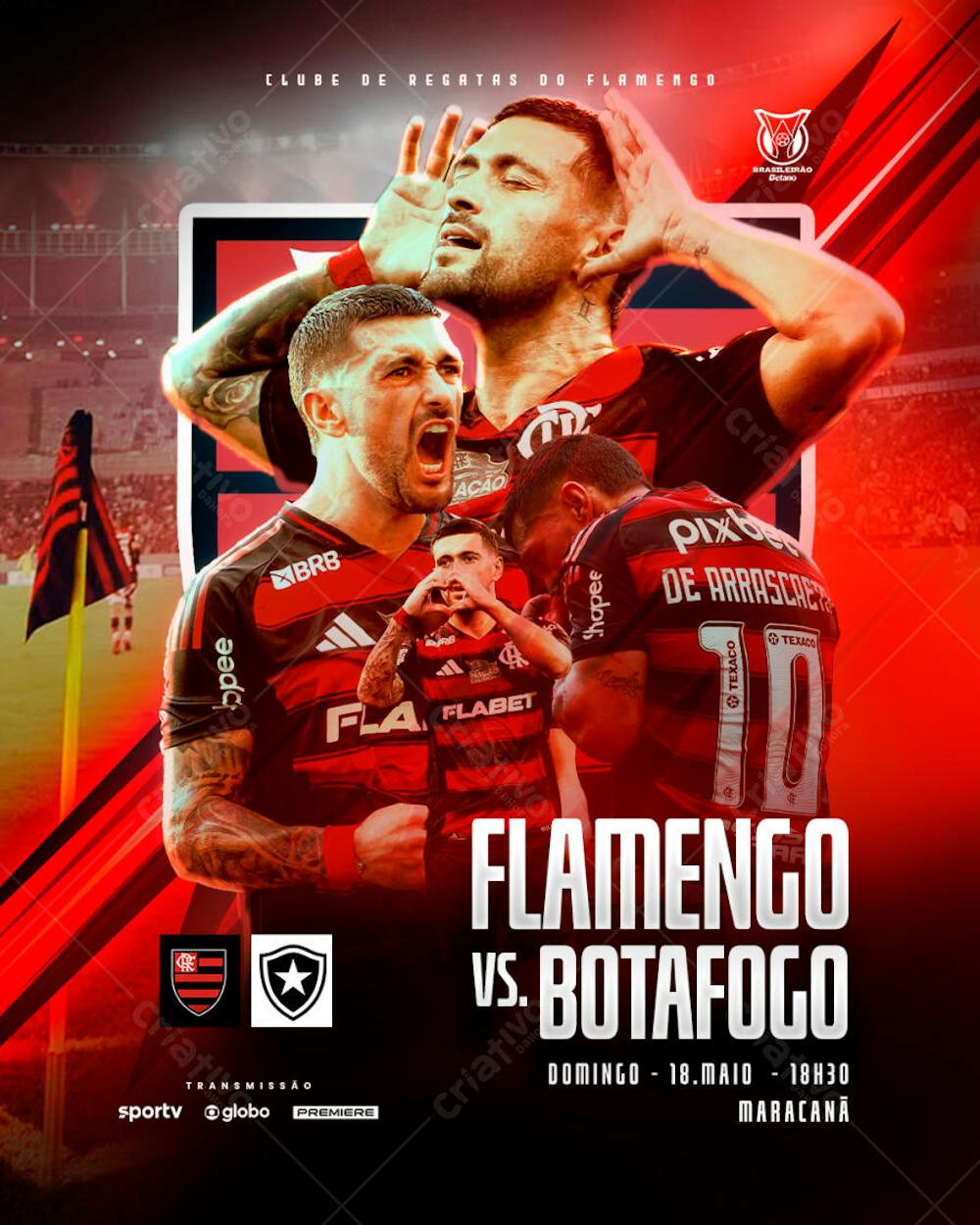 FUTEBOL FLAMENGO VS BOTAFOGO BRASILEIRÃO ARRASCAETA