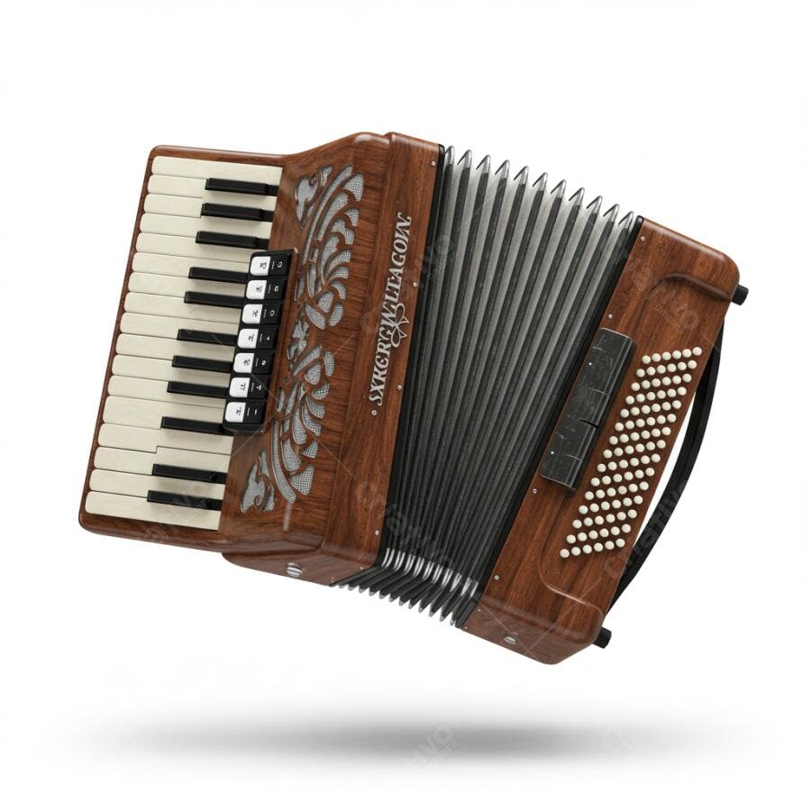 Acordeão marrom instrumento musical