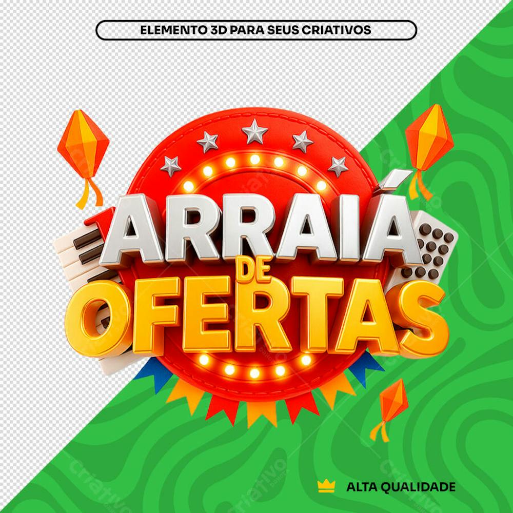 Selo 3D Arraiá de Ofertas Circulo Com Luzes