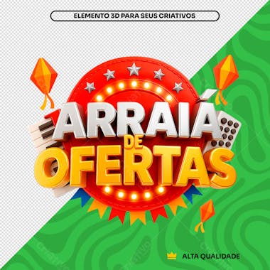 Selo 3D Arraiá de Ofertas Circulo Com Luzes