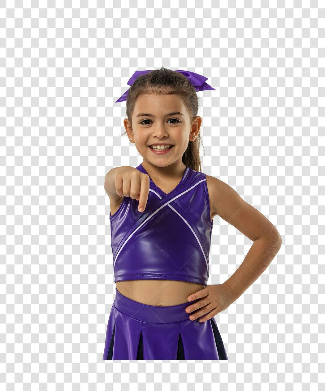 Imagem PNG de garota cheerleader apontando com fundo transparente
