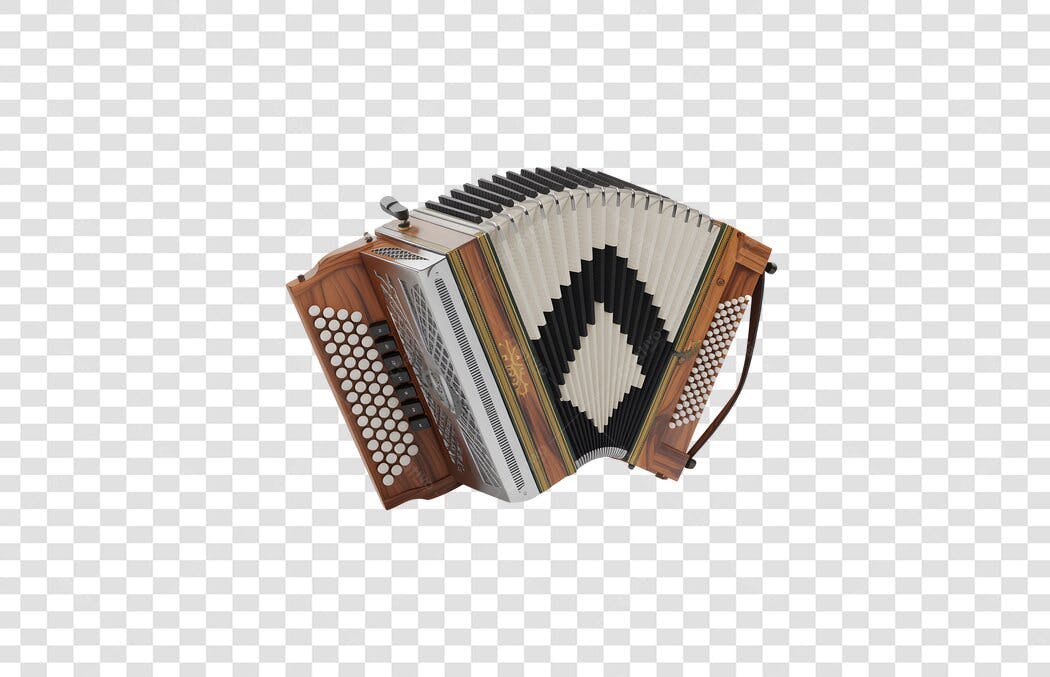 Mockup Acordeon Madeira PNG com fundo transparente