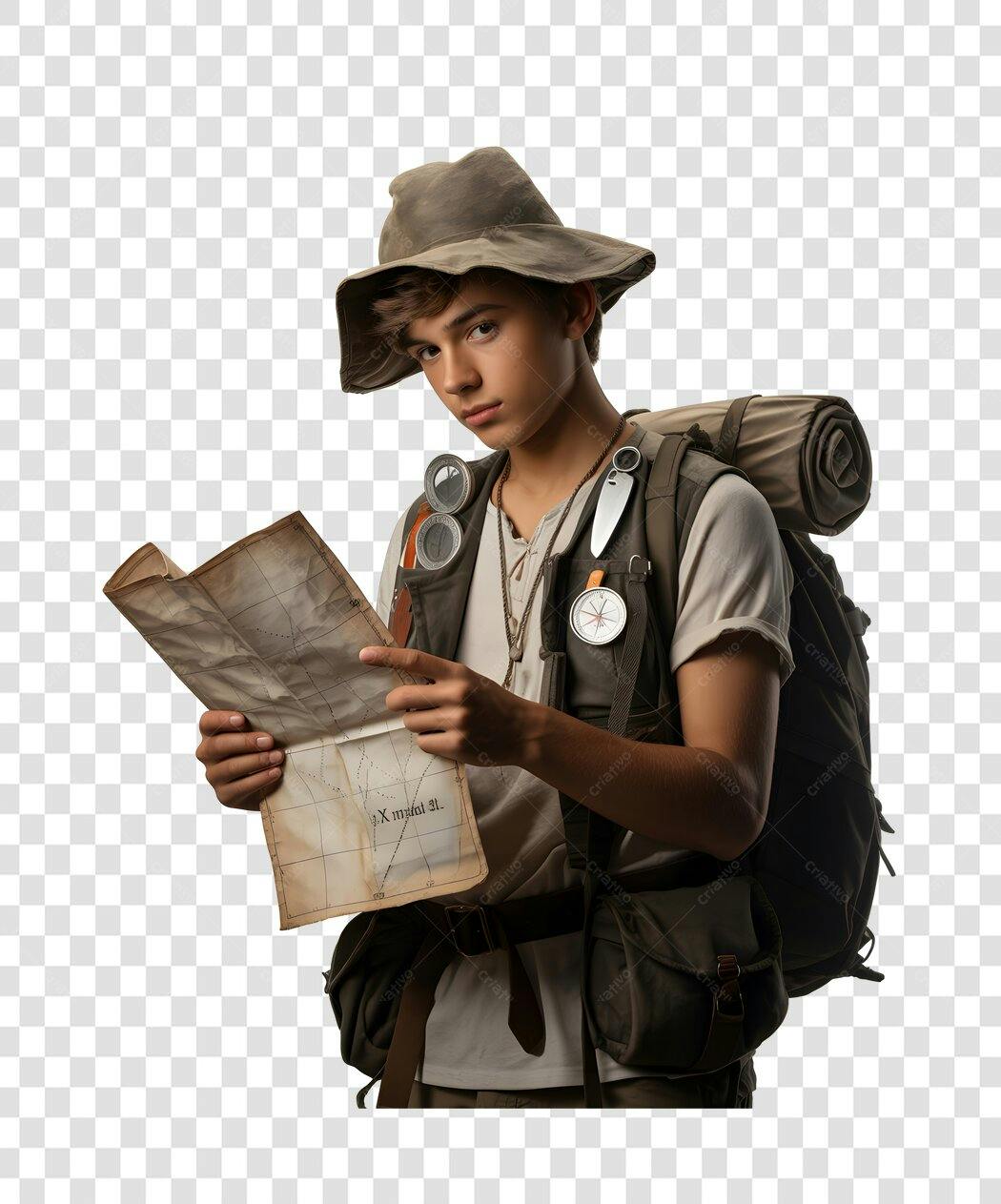 Imagem PNG com fundo transparente Mochileiro com Mapa