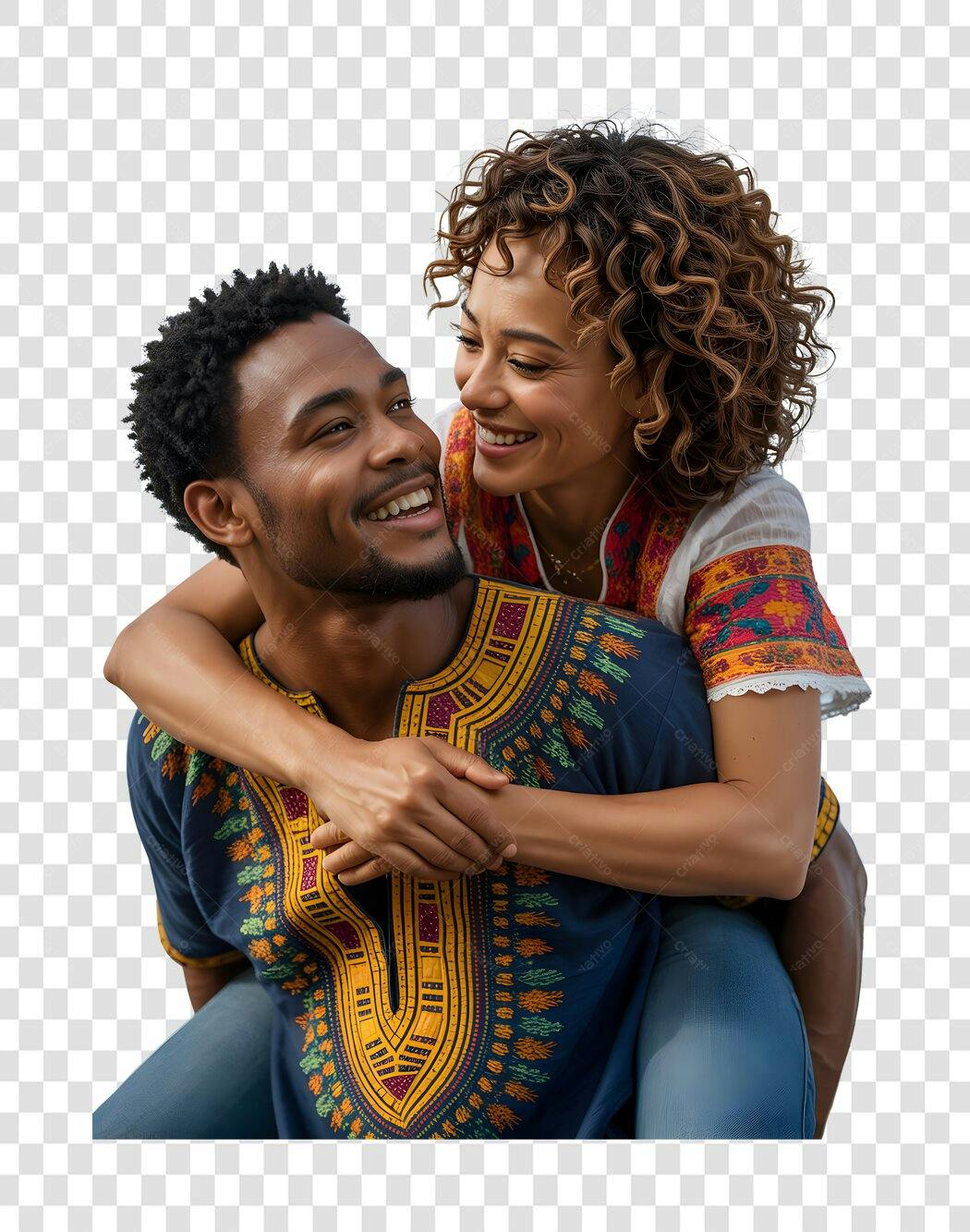 Imagem PNG casal Afrodescendente com fundo transparente