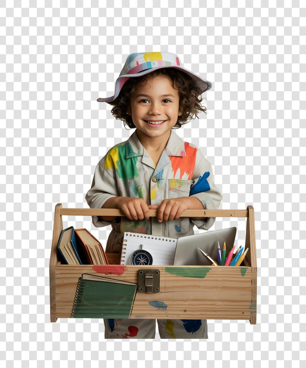 Imagem PNG Criança com Caixa de Ferramentas com fundo transparente