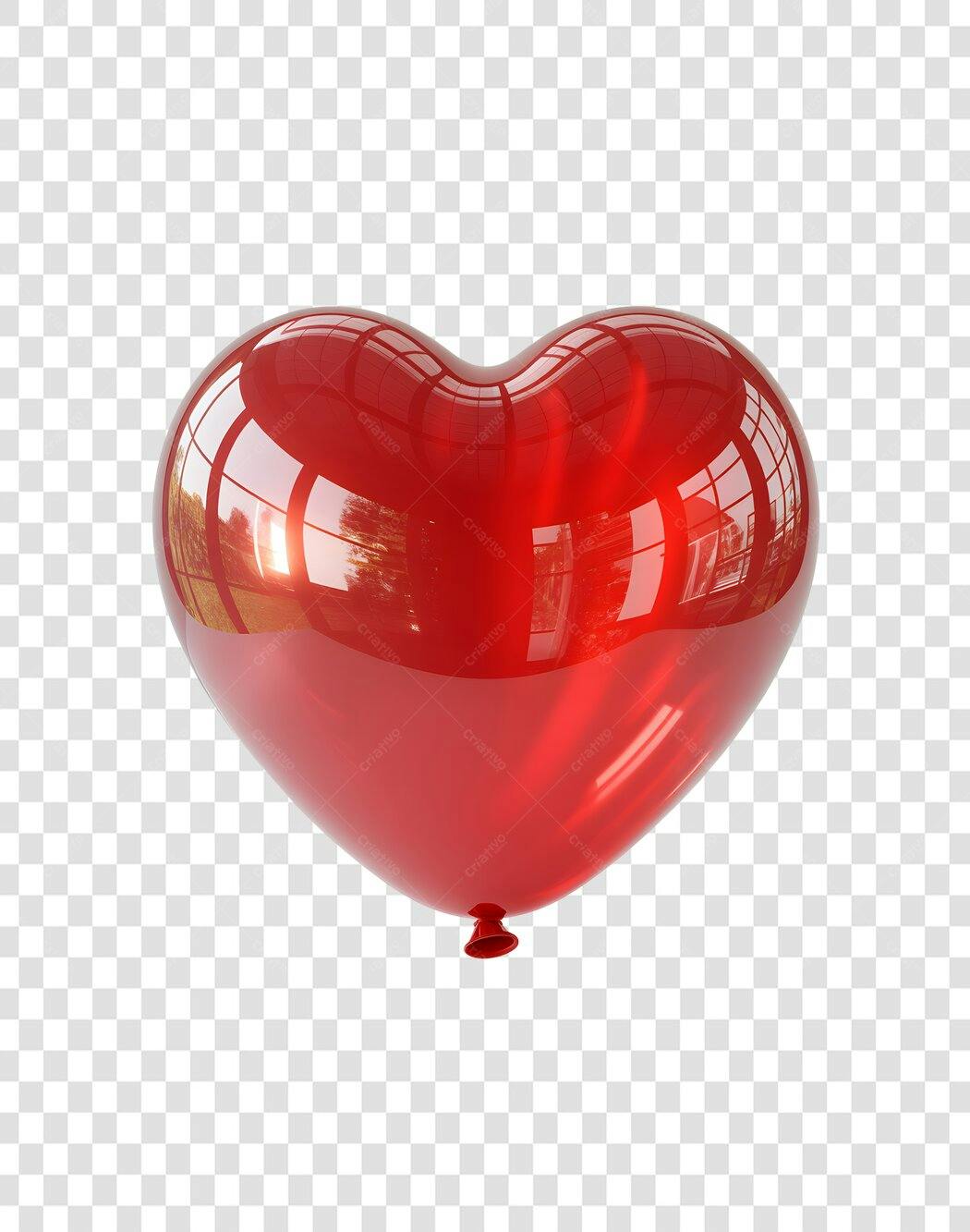 Balão em formato de coração PNG com fundo transparente