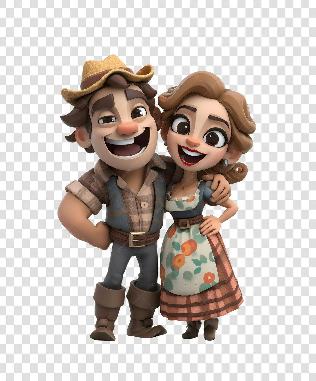 Ilustração Casal de Agricultores PNG com fundo transparente