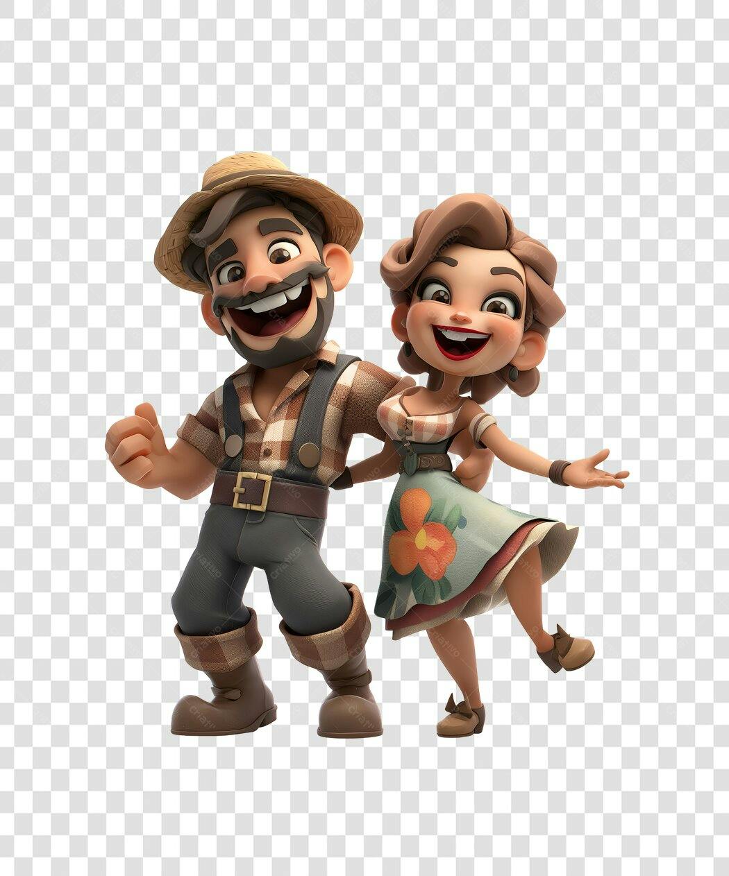 Ilustração casal fazendeiro PNG com fundo transparente