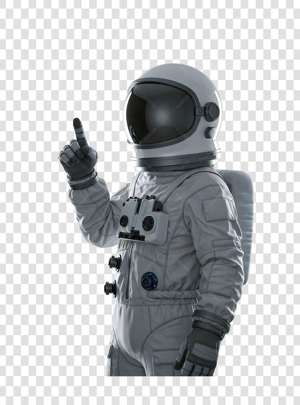 PNG Astronauta apontando para cima fundo transparente