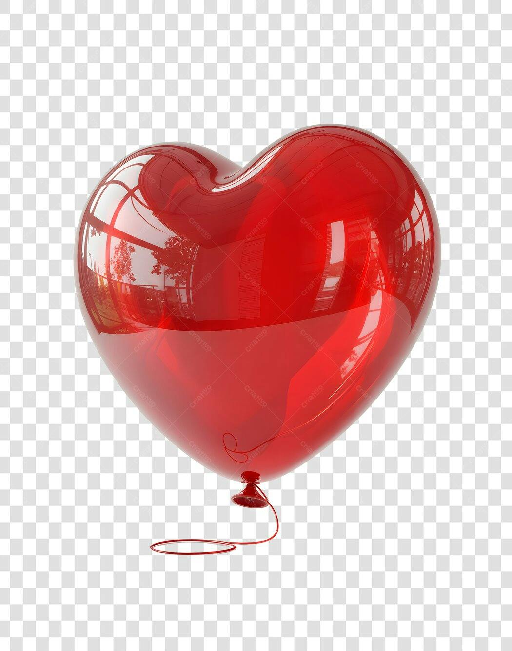 Balão em formato de coração PNG com fundo transparente