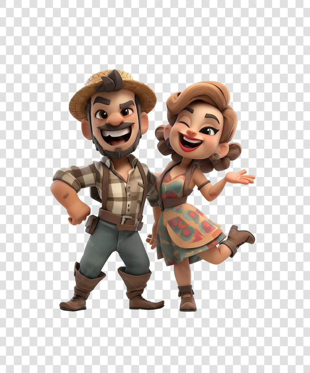 Avatar casal agricultores PNG com fundo transparente