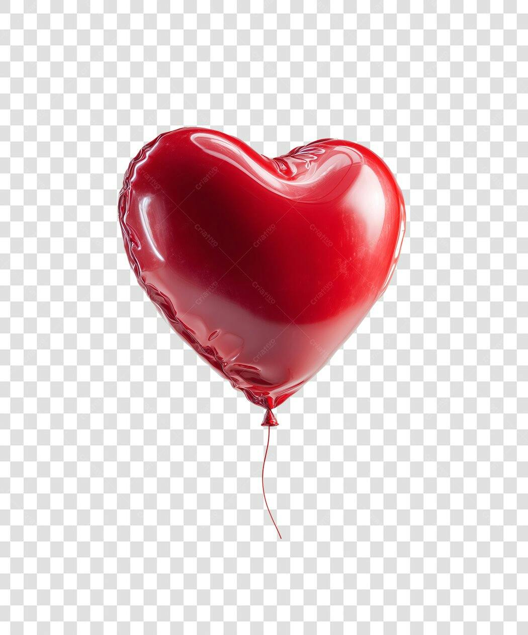 Balão em formato de coração vermelho PNG com fundo transparente