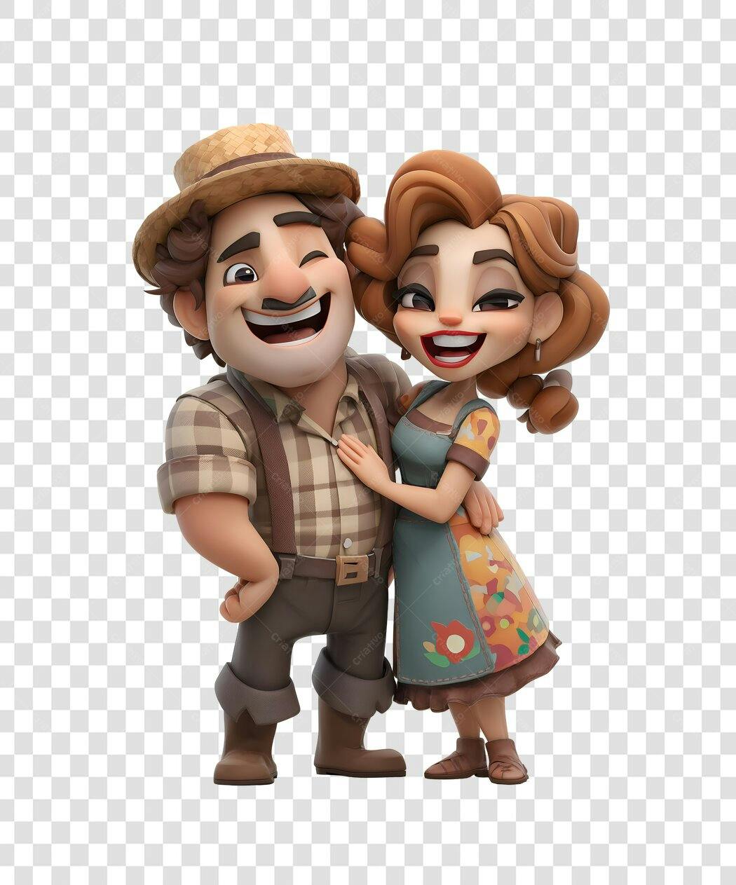 Avatar casal agricultores PNG com fundo transparente