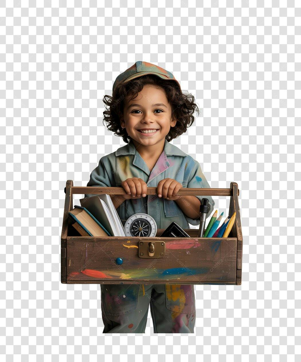 Imagem PNG com fundo transparente Criança com caixa de ferramentas