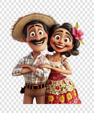 casal-estilo-pixar-disney-caipiras-festa-junina
